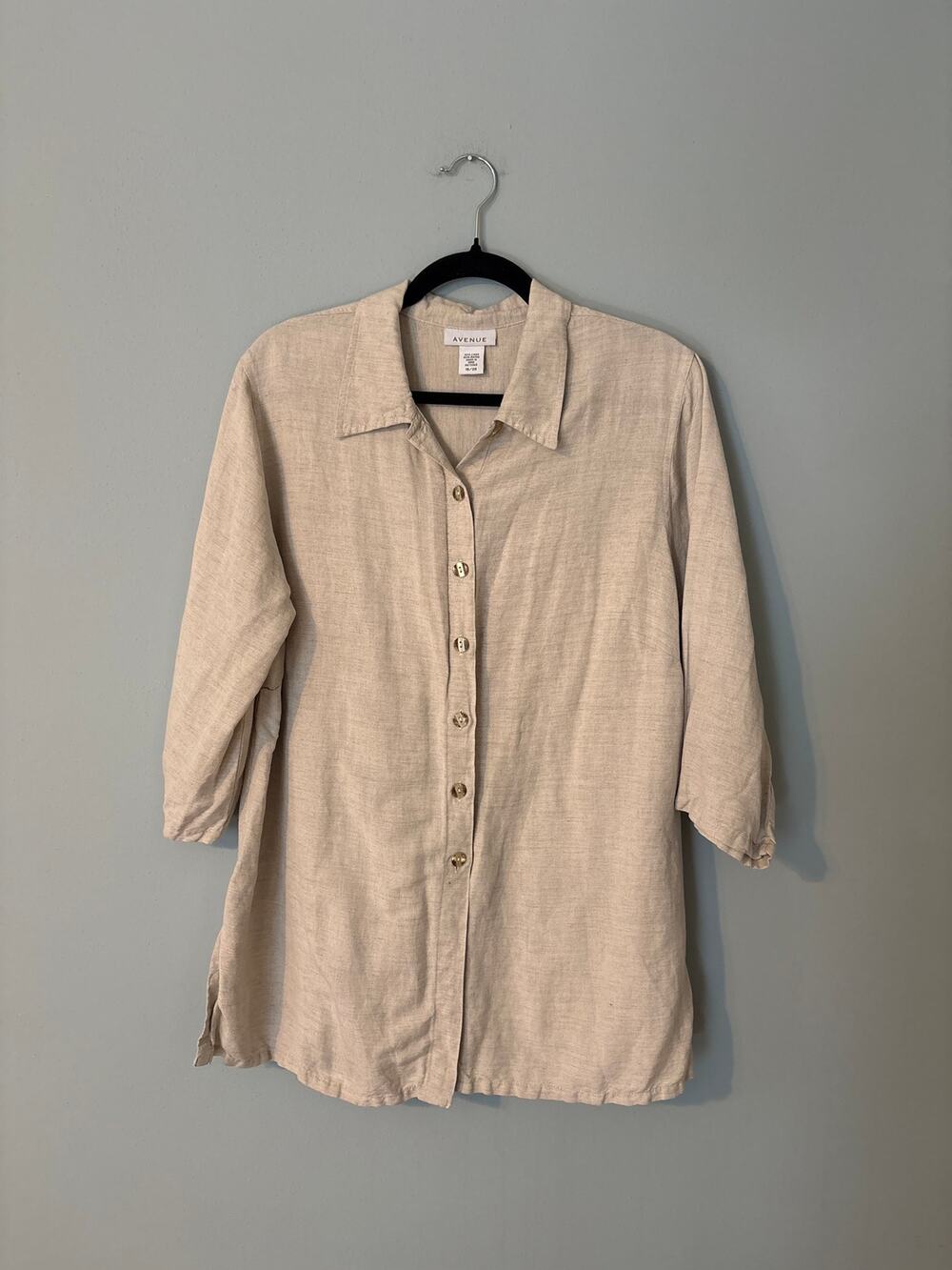 Avenue beige linen button up size XL